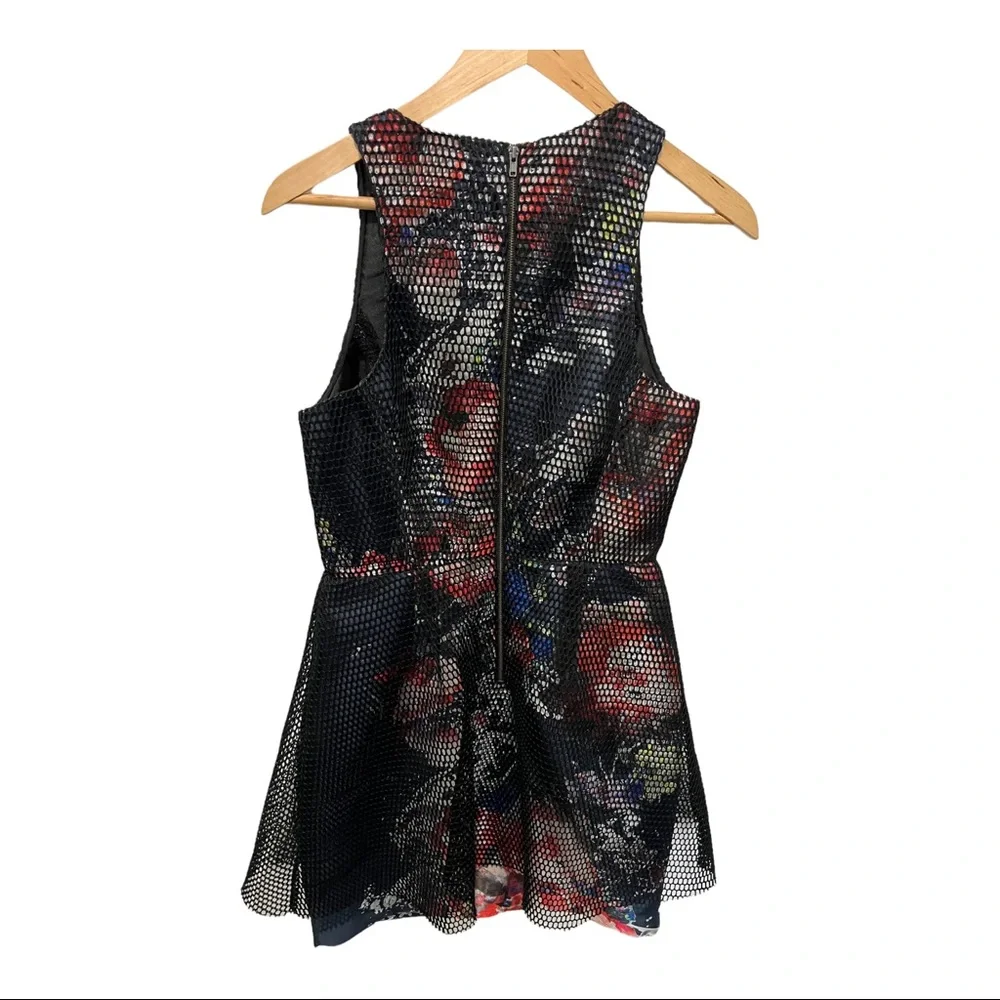 SACHIN AND BABI ROSA BLACK OVERLAY FLORAL SLEEVELESS FIT AND FLARE DRESS - Picture 12 of 15